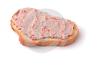 Slice of wheat bread with liver pate