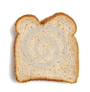 Slice of wheat bread on a white background