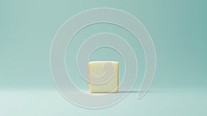 A slice of white bread on a light blue background.
