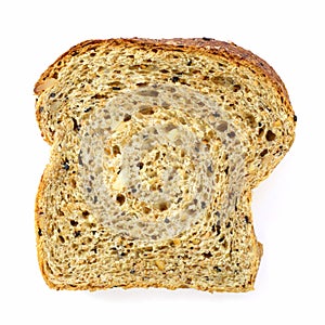 Slice of a whole wheat bread isolated