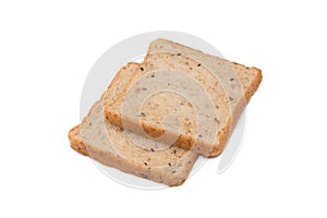 Slice whole wheat bread isolated on white background
