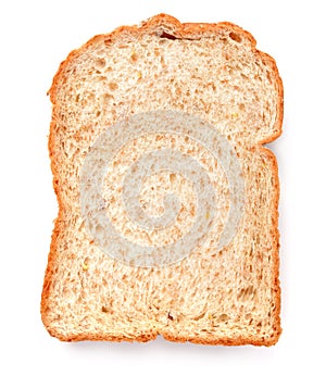 Slice of a whole wheat bread isolated on a white background