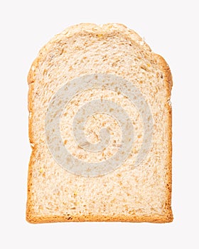Slice of a whole wheat bread isolated on a white background