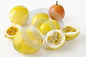 Slice yellow passion fruit