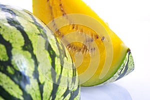 A slice of yellow watermelon