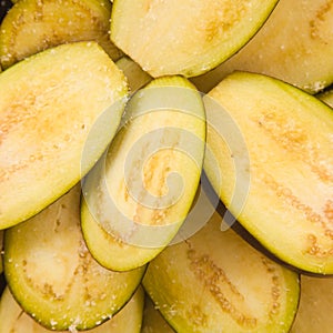 Sliced aubergines