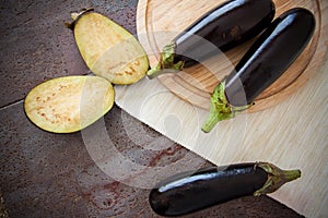 Sliced aubergines