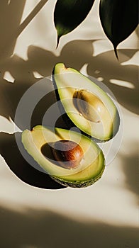 Sliced avocado on plain background