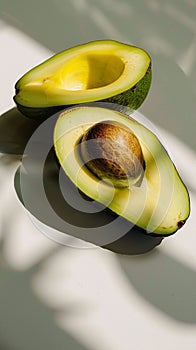 Sliced avocado on plain background