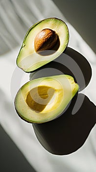 Sliced avocado on plain background