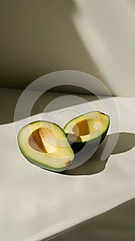 Sliced avocado on plain background