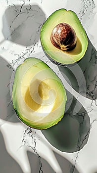 Sliced avocado on plain background