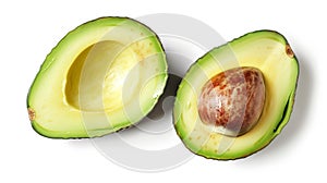 lifelike, photo, sliced, ripe, avocado, seed, detailed, texture, vibrant, green, yellow, fruit, healthy, fresh, close-up, high res