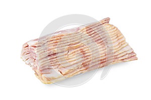 Sliced bacon isolated on white background with clipping path