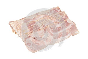 Sliced bacon isolated on white background with clipping path