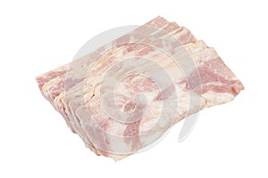 Sliced bacon isolated on white background with clipping path