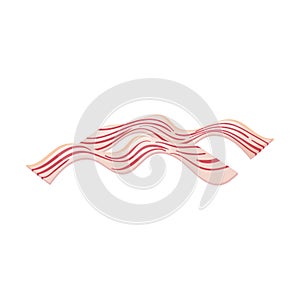 Sliced bacon with meat streaks for breakfast. Pork fat. Fatty foods. A product of animal origin. Flat vector