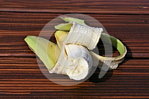 Sliced banana on bamboo mat