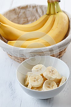 Sliced banana in bowl