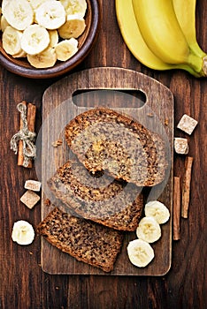 Sliced banana bread