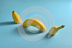 Sliced Banana like an Marine Animal Isolated On Blue Background
