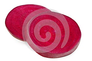 sliced beetroot isolated on a white background