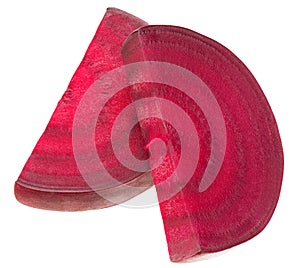 sliced beetroot isolated on a white background. top view