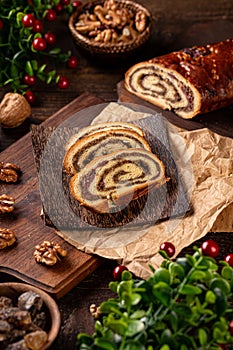 Sliced beigli cake