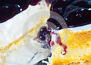Sliced blue berry cheese cake