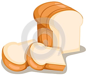 Illustrazione dell'isolato di pane a fette su sfondo bianco.
