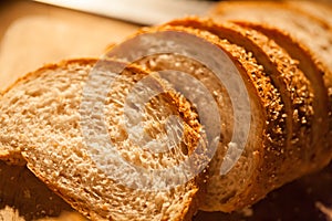 Sliced bread closeup