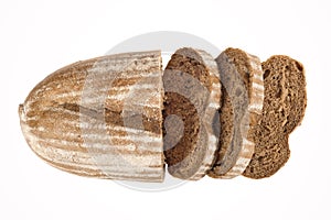 Sliced bread isolated on a white background. Top view
