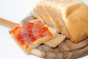 Sliced bread with jam