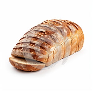 Sliced Bread On White Background: Elongated And Dramatic Style