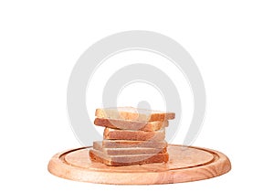 Sliced bread on a wooden chopping board isolated
