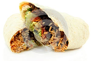 Sliced Burrito On White Background