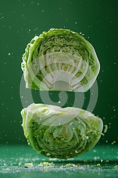 Sliced Cabbage in Mid-Air with Splattering Effect