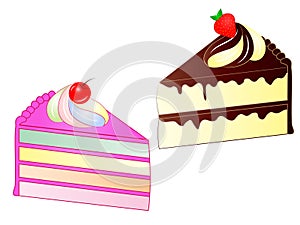 Sliced Cakes Vector Illustration