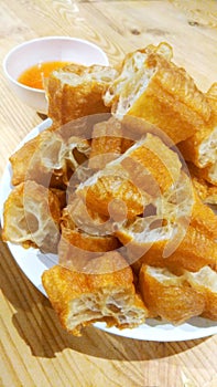 Sliced Cakwe Youtiao is a Chinese Traditional Food