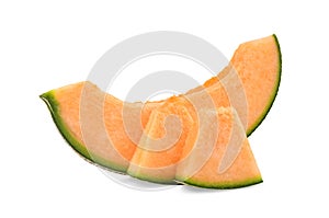 Sliced cantaloupe melon isolated on white background