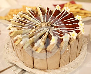 Sliced caramel cake