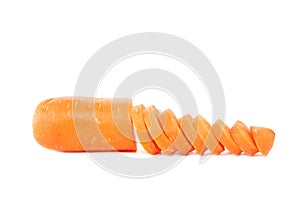 Sliced carrot of isolated on white. photo