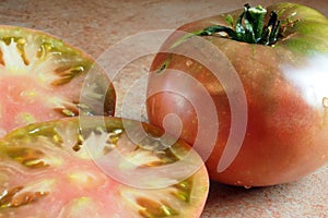 Sliced cherokee purple tomato