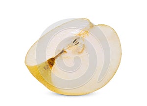 Sliced chinese pear on white