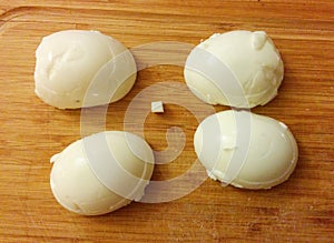 Sliced and chopped eggs