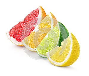 Sliced citrus fruit - lime, lemon, orange and grapefruit