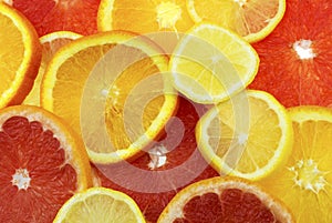 Sliced citrus fruits