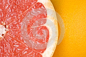 Sliced close up ripe grapefruit