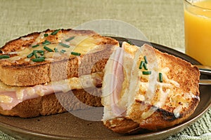 Sliced croque monsieur photo