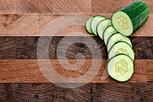 Sliced Cucumber On Cutting Board 